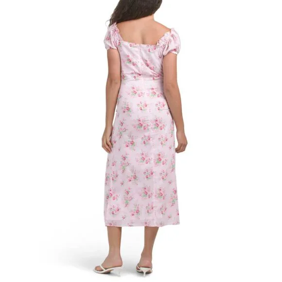 AMY JANE LONDON Pink Floral Daphne Midi Dress